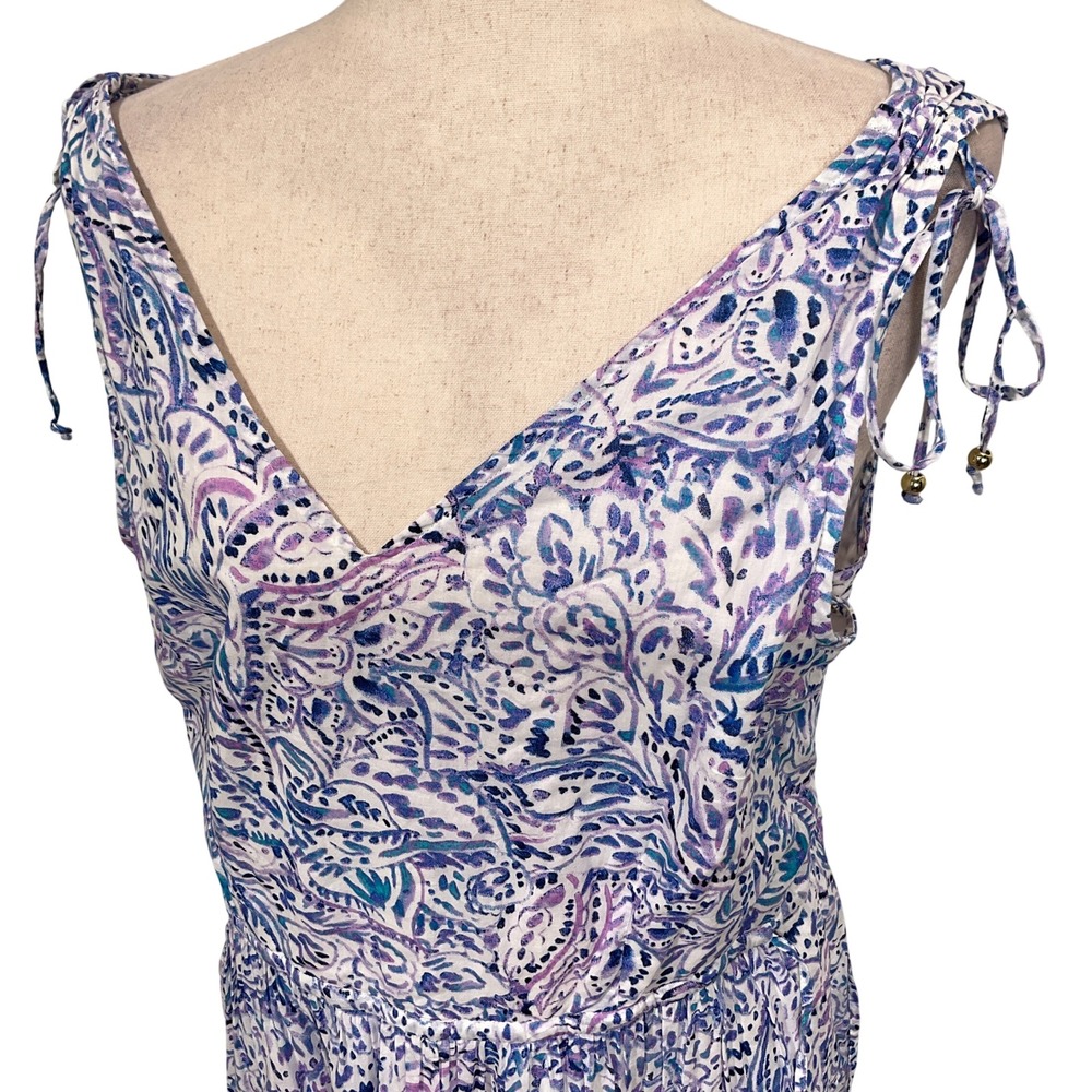 Talbots Sundress Womens 14 Blue‎ Purple Paisley Boho Coastal Cottagecore Maxi - Picture 2 of 11